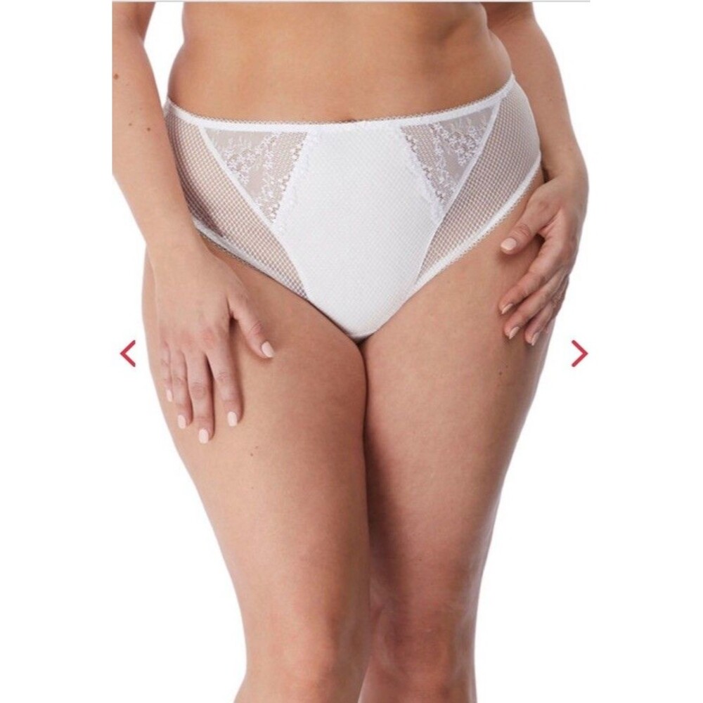 ELOMI Charley Womens XXL White Sheer Mesh High Rise Brief Panties Lace Lingerie